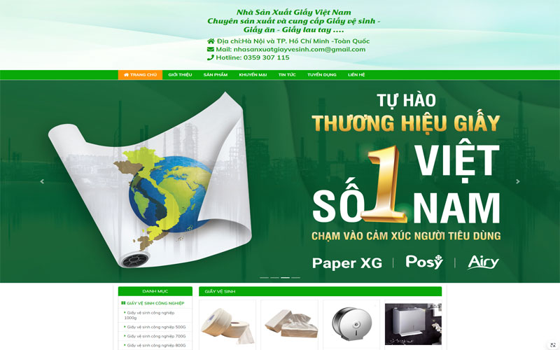 Mẫu web bán giấy ăn, giấy vệ sinh đẹp mắt
